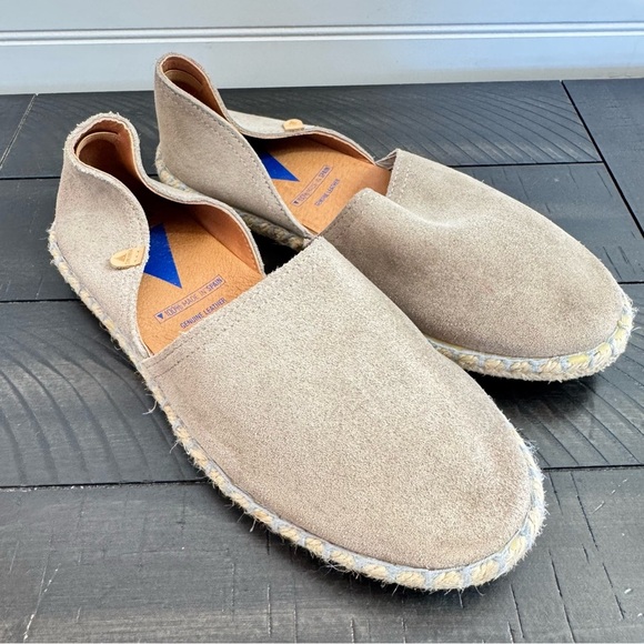 Verbenas Carmen Soft Suede Leather Taupe Slide On D'Orsay Espadrille Flats EU 39 - Picture 2 of 12